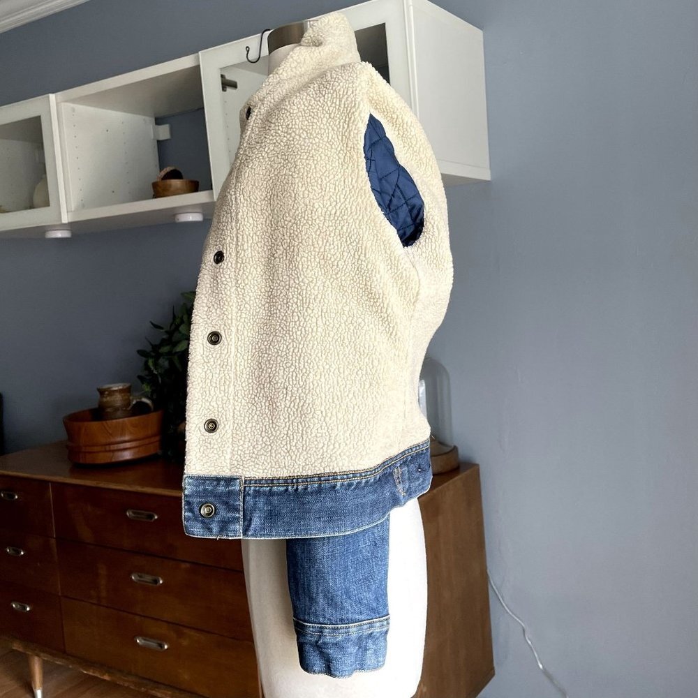 Vintage 90s LEE Lined Sherpa Slim Denim Jacket Womens - Picture 7 of 11
